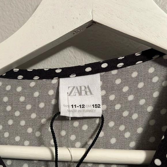 🆕Zara girls kids black and white polka dot button up dress size 11-12 - Picture 3 of 9